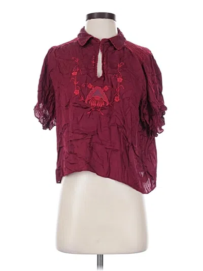 Pre-owned The Great Short Sleeve Blouse In Burgundy