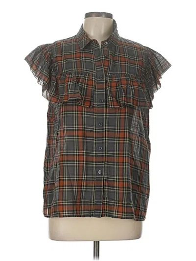 Pre-owned The Great Short Sleeve Blouse In Gray