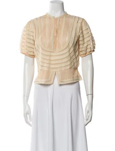 Pre-owned The Great Short Sleeve Blouse In Neutral
