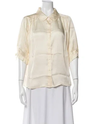 Pre-owned The Great Short Sleeve Blouse In Neutrals