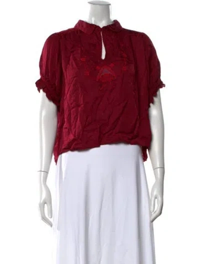 Pre-owned The Great Short Sleeve Blouse In Red
