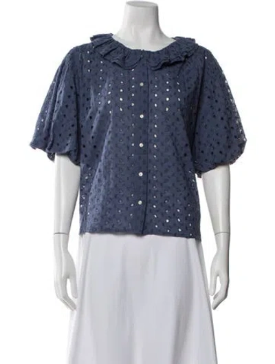 Pre-owned The Great Short Sleeve Blouse W/ Tags In Blue