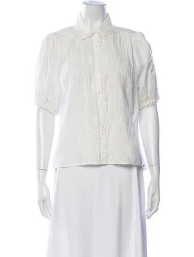 Pre-owned The Great Short Sleeve Blouse W/ Tags In Neutrals