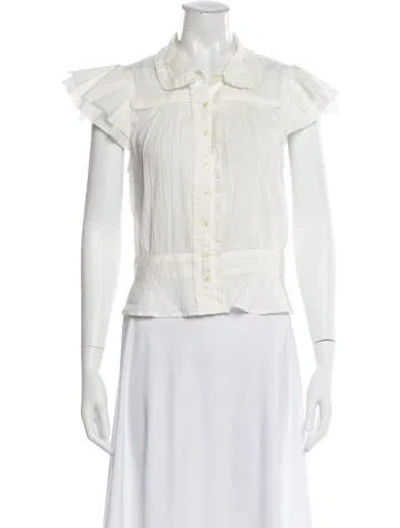 Pre-owned The Great Short Sleeve Blouse In White