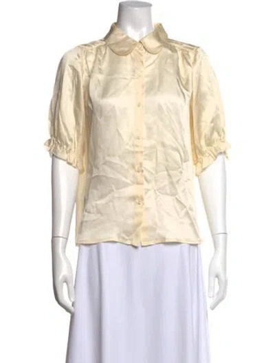 Pre-owned The Great Short Sleeve Blouse In White