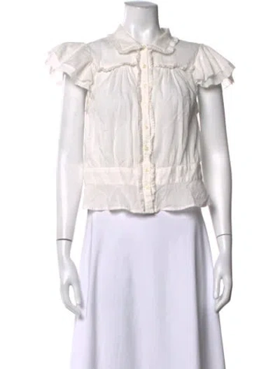 Pre-owned The Great Short Sleeve Blouse In White