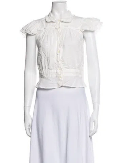 Pre-owned The Great Short Sleeve Blouse In White