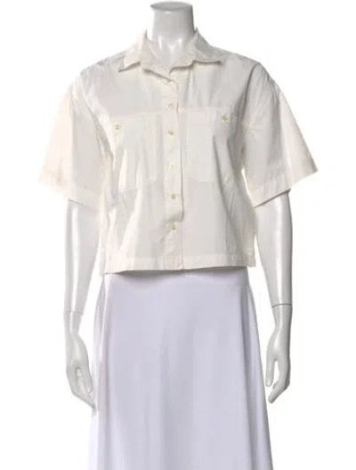 Pre-owned The Great Short Sleeve Button-up Top In Neutral
