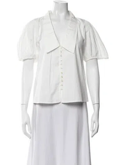 Pre-owned The Great Short Sleeve Button-up Top In Neutral
