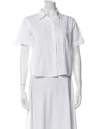 Pre-owned The Great Short Sleeve Button-up Top In White