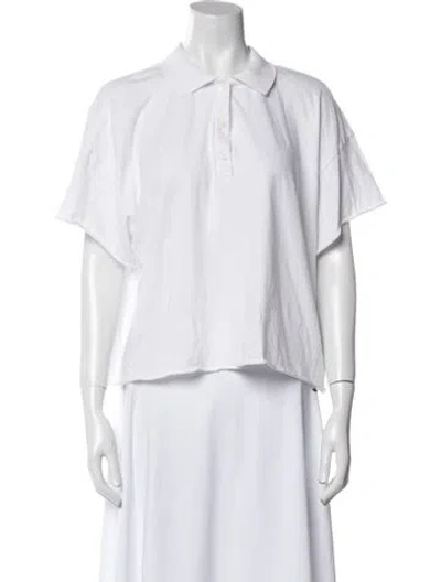 Pre-owned The Great Short Sleeve Button-up Top In White