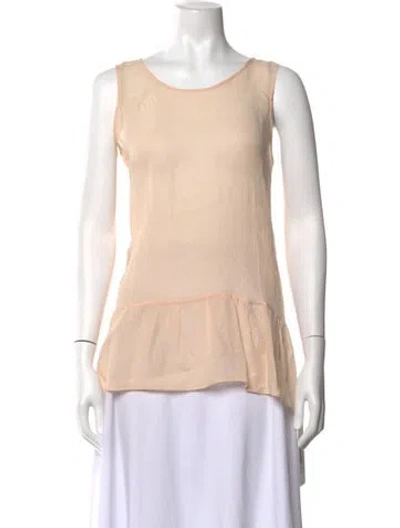 Pre-owned The Great Silk Crew Neck Top In Neutrals