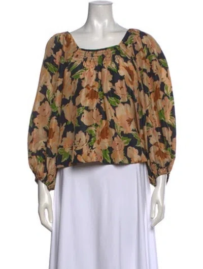 Pre-owned The Great Silk Floral Print Blouse In Black