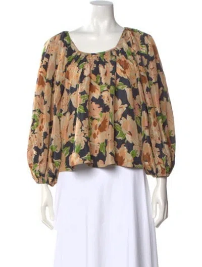 Pre-owned The Great Silk Floral Print Blouse In Multi