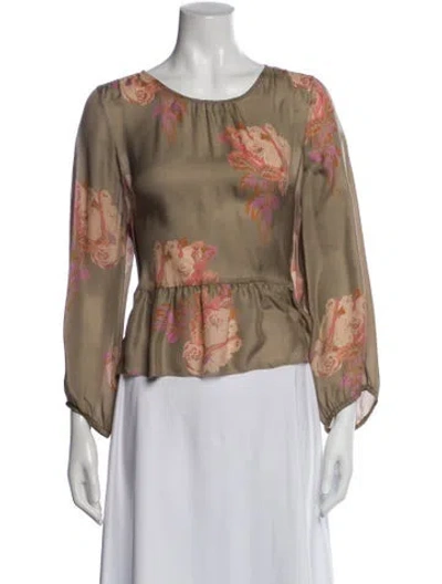 Pre-owned The Great Silk Floral Print Blouse In Neutral