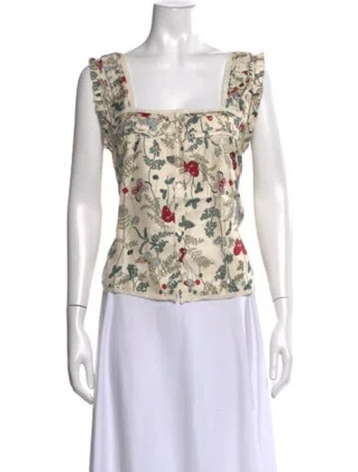 Pre-owned The Great Silk Floral Print Blouse In Neutrals