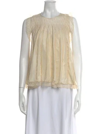 Pre-owned The Great Silk Lace Pattern Blouse In White