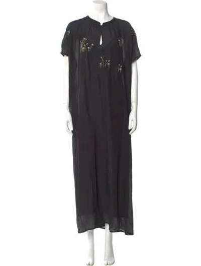 Pre-owned The Great Silk Long Dress In Black