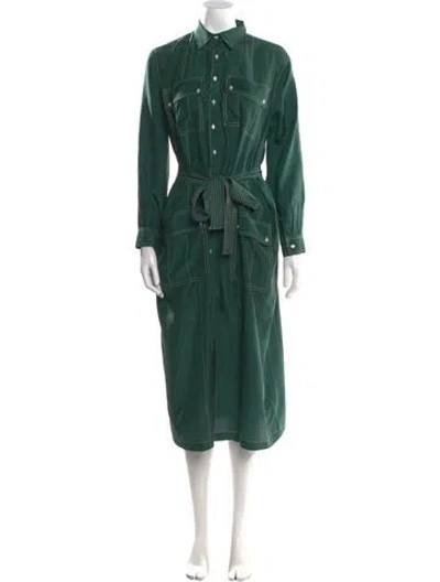 Pre-owned The Great Silk Long Dress In Green