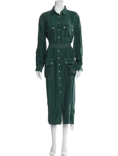 Pre-owned The Great Silk Long Dress In Green