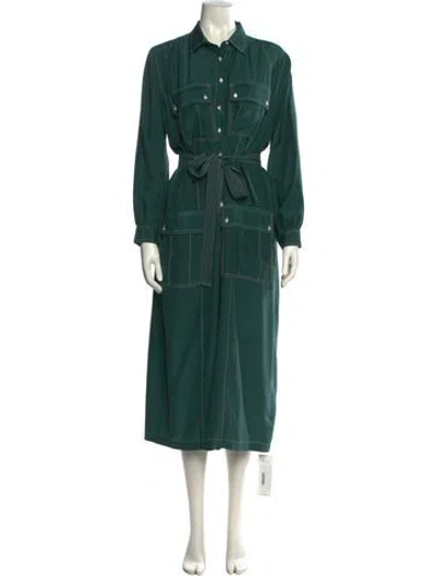 Pre-owned The Great Silk Long Dress In Green