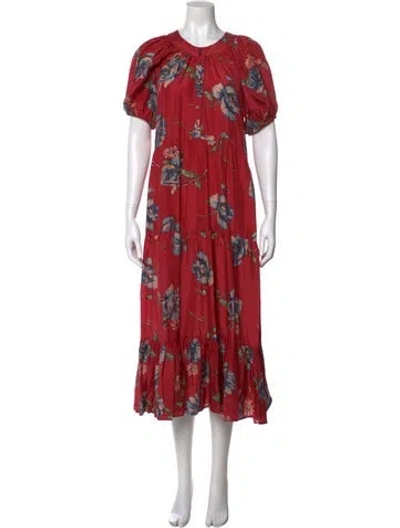 Pre-owned The Great Silk Long Dress In Red