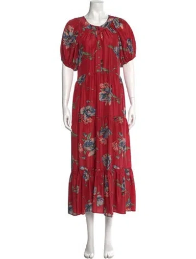 Pre-owned The Great Silk Long Dress In Red