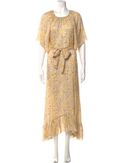 Pre-owned The Great Silk Long Dress In Yellow