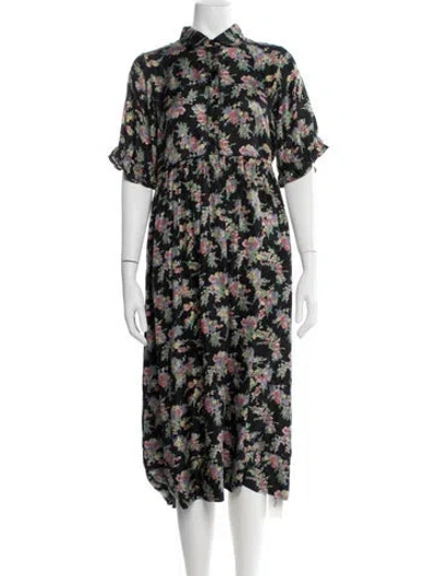 Pre-owned The Great Silk Midi Length Dress In Black