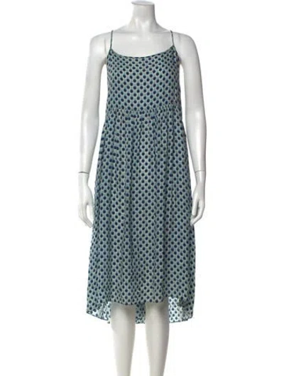 Pre-owned The Great Silk Midi Length Dress In Blue