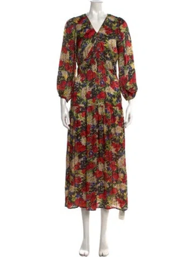 Pre-owned The Great Silk Midi Length Dress In Green