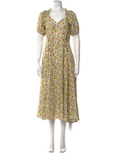 Pre-owned The Great Silk Midi Length Dress In Neutral