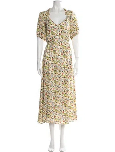 Pre-owned The Great Silk Midi Length Dress In Neutral