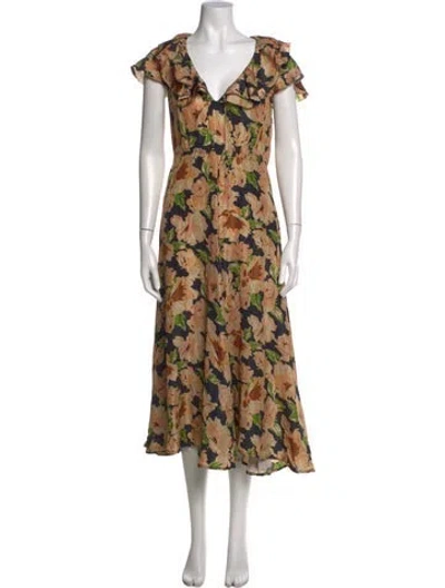 Pre-owned The Great Silk Midi Length Dress In Neutrals