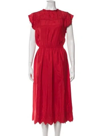Pre-owned The Great Silk Midi Length Dress In Red