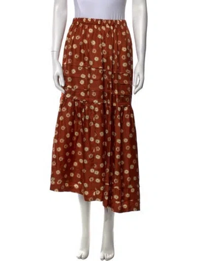 Pre-owned The Great Silk Midi Length Skirt In Brown