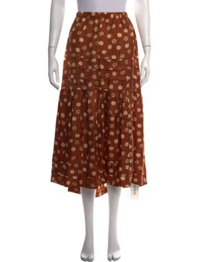 Pre-owned The Great Silk Midi Length Skirt In Brown