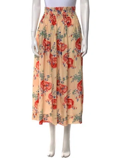 Pre-owned The Great Silk Midi Length Skirt In Neutral