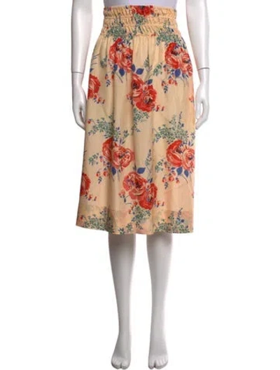 Pre-owned The Great Silk Midi Length Skirt In Neutrals