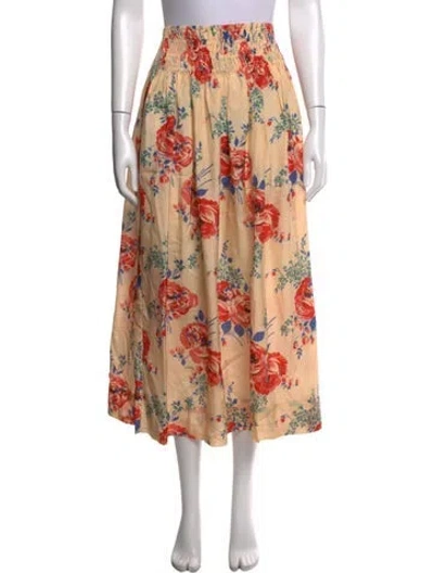 Pre-owned The Great Silk Midi Length Skirt In Neutrals