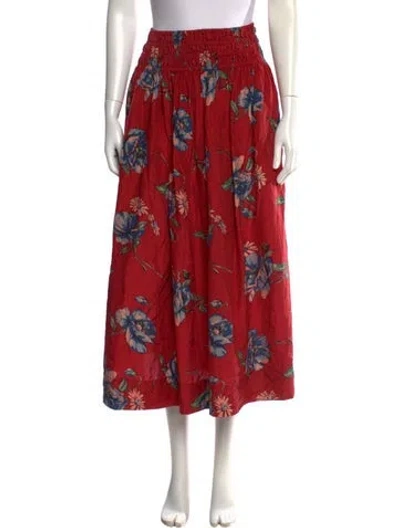 Pre-owned The Great Silk Midi Length Skirt In Pink