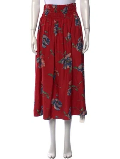 Pre-owned The Great Silk Midi Length Skirt In Pink