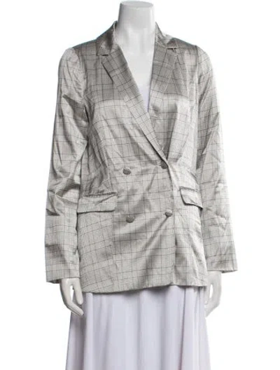Pre-owned The Great Silk Plaid Print Blazer W/ Tags In Black