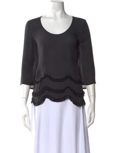 Pre-owned The Great Silk Scoop Neck Blouse In Black