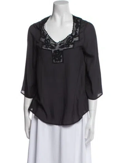 Pre-owned The Great Silk Scoop Neck Blouse In Blue