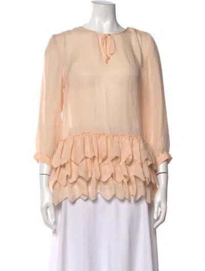 Pre-owned The Great Silk Scoop Neck Blouse In Pink