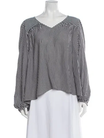 Pre-owned The Great Silk Striped Blouse In White