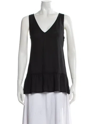 Pre-owned The Great Silk V-neck Top In Black