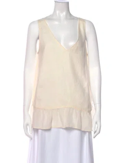 Pre-owned The Great Silk V-neck Top In Neutral