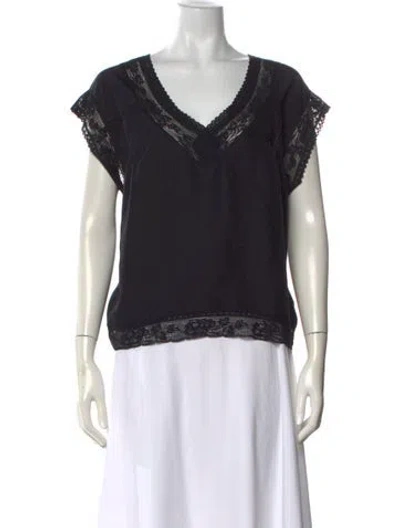 Pre-owned The Great Silk V-neck Top W/ Tags In Black